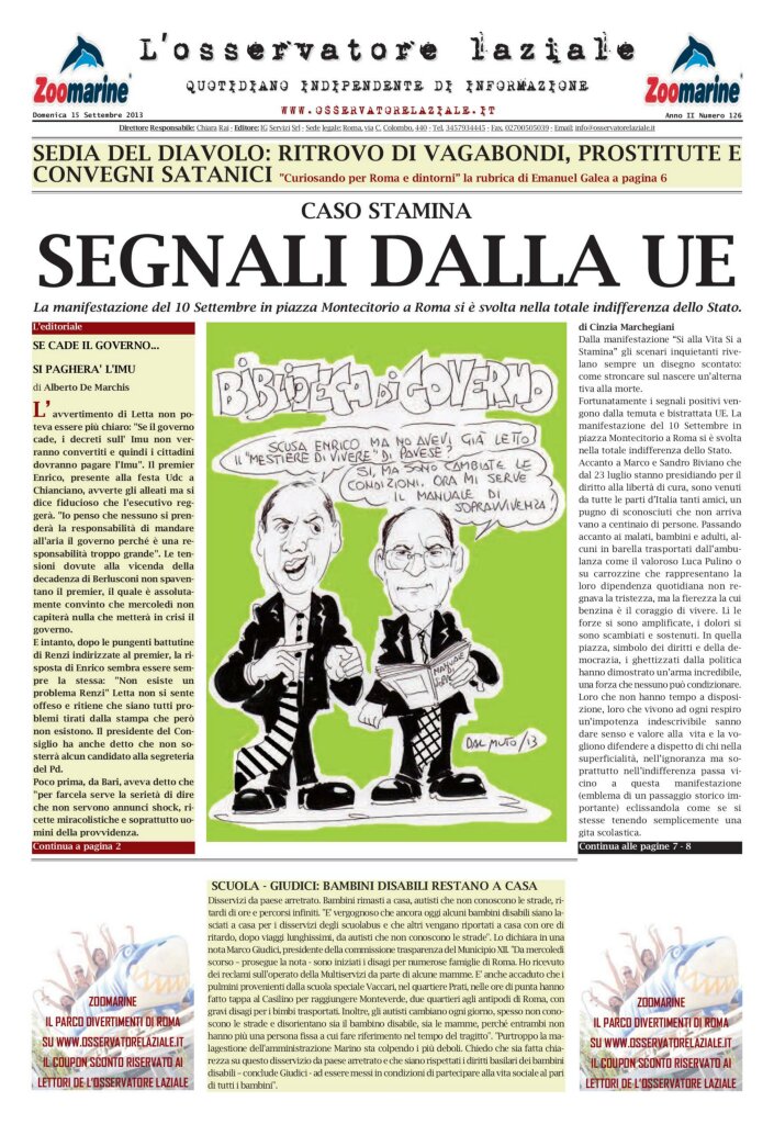L'osservatore d'Italia edizione del 15 Settembre 2013